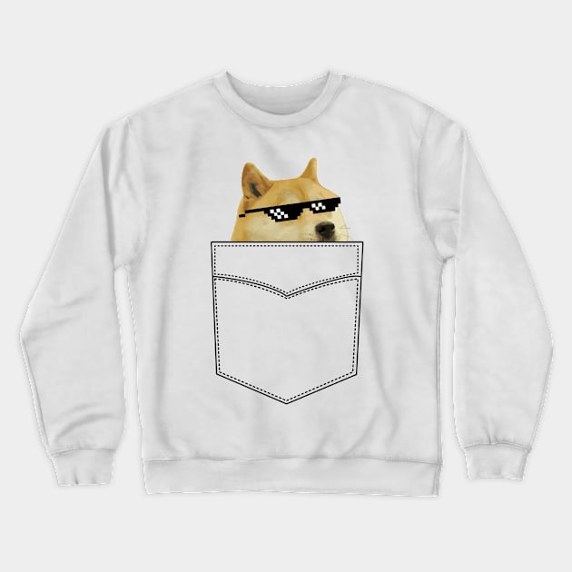 Pocket Doge with Sunglasses Crewneck Sweatshirt by itsumi